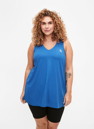 Zizzi Treningowa koszulka z dekoltem w szpic, Princess Blue, Model image number 0