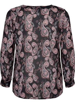 Zizzi Koszula z nadrukiem w serek, Black/Beige Paisley, Packshot image number 1