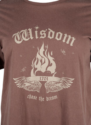 Zizzi T-shirt z nadrukiem uszyty z bawelny organicznej, Brown Wash W. Wisdom, Packshot image number 2