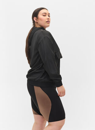 Zizzi Tight fitted training shorts, Black w. Deep Taupe, Model image number 2