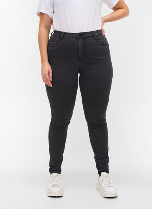 Zizzi Bardzo waskie jeansy Amy z wysokim stanem, Grey Denim, Model image number 3