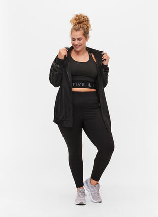 Zizzi Sports jacket with tone-on-tone pattern, Black, Model image number 2