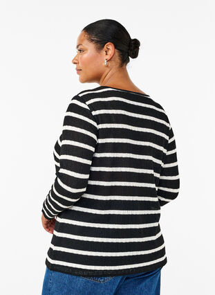 Zizzi Bluzka w paski z dlugimi rekawami, Black Sand Stripe, Model image number 1