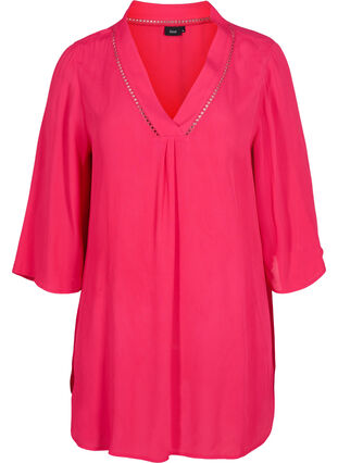 Zizzi Viscose tunic with 3/4 sleeves, Love Potion, Packshot image number 0