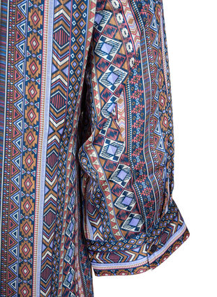 Zizzi Bluzka z nadrukiem i rekawami 3/4, Brown Blue Ethnic, Packshot image number 3