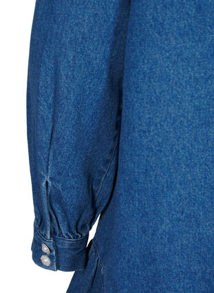 Zizzi Trapezowa jeansowa sukienka z marszczeniami, Blue Denim, Packshot image number 4