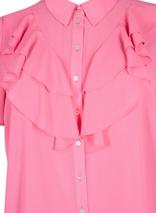 Zizzi Bluzka koszulowa z krótkim rekawem i falbanami, Pink Power, Packshot image number 2