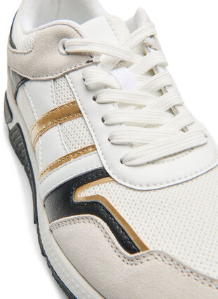 Zizzi Wide fit trainers, White/Gold, Packshot image number 3