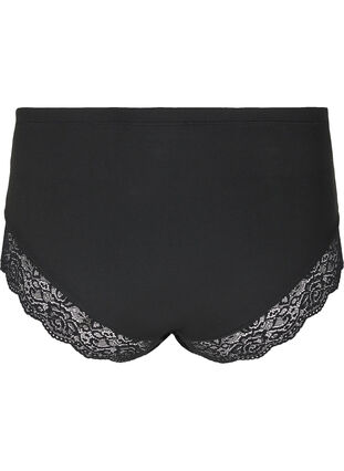 Zizzi Light shapewear knickers with lace trim, Black, Packshot image number 1