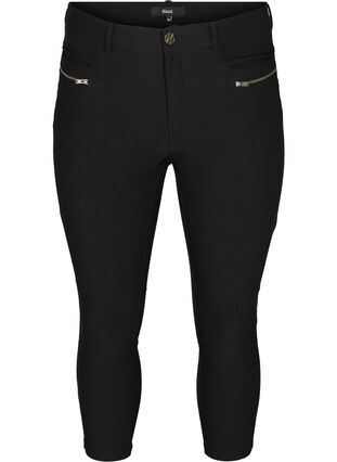 Zizzi Dopasowane spodnie capri z mieszanki wiskozy, Black, Packshot image number 0