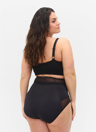 Zizzi Panty with mesh and extra high waist, Black, Model image number 1