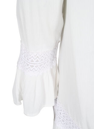 Zizzi viscose dress with lace detail, Off White, Packshot image number 3