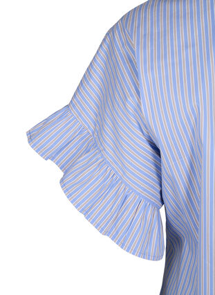 Zizzi Bluzka w paski z baskinka i marszczeniami, Blue Stripe, Packshot image number 3
