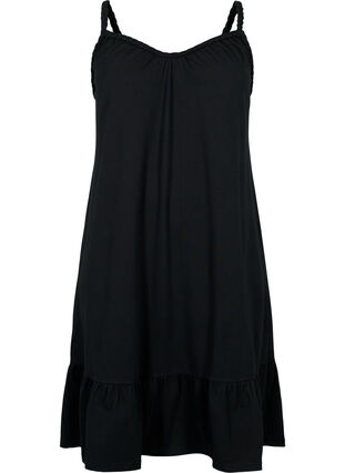Zizzi Wiskozowa sukienka plazowa z plecionymi ramiaczkami, Black, Packshot image number 0