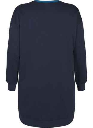 Zizzi Dluga bluza dresowa w kolorowe bloki, Navy B. Color Block, Packshot image number 1