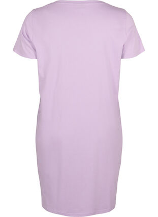 Zizzi Short-sleeved cotton nightdress, Lilac Breeze w. Life, Packshot image number 1