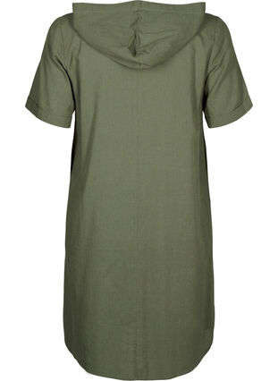 Zizzi Sukienka z kapturem z mieszanki bawelny i lnu, Deep Lichen Green, Packshot image number 1