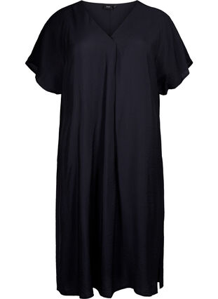 Zizzi Wiskozowa sukienka z dekoltem w szpic, Black, Packshot image number 0