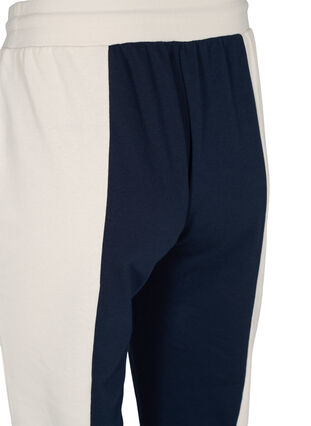 Zizzi Colour-block sweatpants, Night Sky/Off White, Packshot image number 3