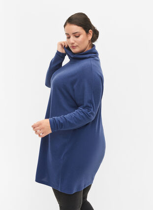 Zizzi Tunic with long sleeves and high neck, Deep Cobalt Mel., Model image number 1