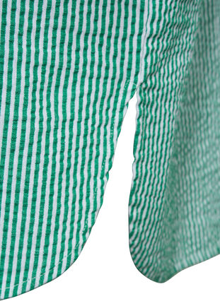 Zizzi Striped cotton shirt with 3/4 sleeves, Jolly Green Stripe, Packshot image number 3