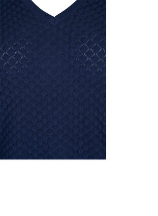 Zizzi Patterned knitted top with v-neckline, Navy Blazer, Packshot image number 2