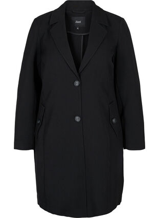 Zizzi Classic coat with button fastening, Black, Packshot image number 0