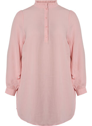 Zizzi Long-sleeved tunica with ruffle collar, Strawberry Cream, Packshot image number 0