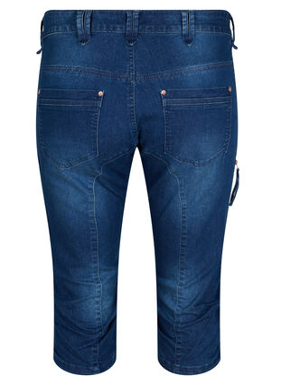 Zizzi Waskie jeansy capri z kieszeniami, Dark blue denim, Packshot image number 1