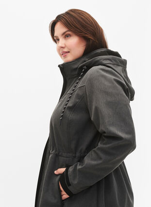 Zizzi Softshell z odpinanym kapturem, Dark Grey Melange, Model image number 2