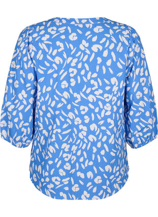 Bawelniana bluzka z rekawem 3/4 i nadrukiem, Marina White AOP, Packshot image number 1