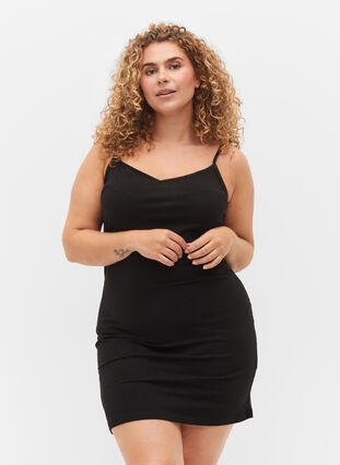 Zizzi Dlugi top typu basic z bawelny, Black, Model image number 0