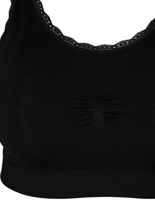 Zizzi Soft, lace trim bra, Black, Packshot image number 2