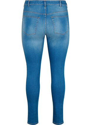 Zizzi Bardzo waskie jeansy Sanna z przetarciami, Blue denim, Packshot image number 1