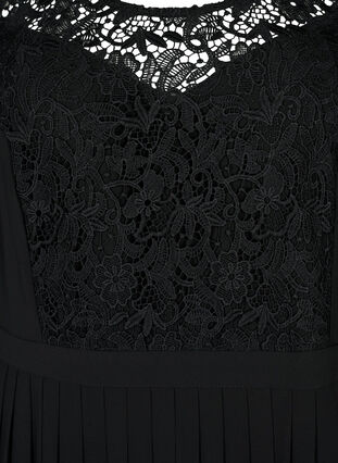 Zizzi Short sleeve dress with lace top, Black, Packshot image number 2