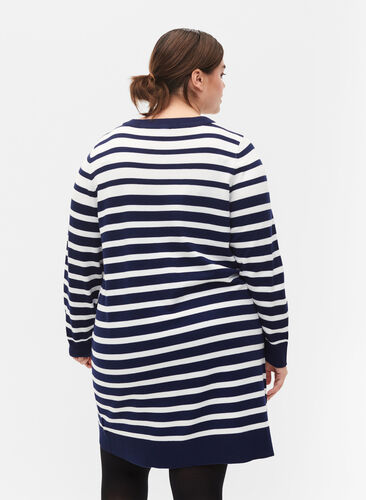 Zizzi Knitted dress with long sleeves, Peacoat W. Stripes, Model image number 1