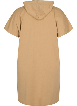 Zizzi Hooded short-sleeved sweat dress, Tannin, Packshot image number 1