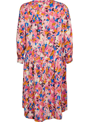 Zizzi Long-sleeved viscose midi dress with print, Rosebloom GraphicAOP, Packshot image number 1