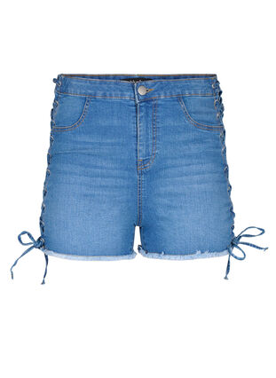 Zizzi Szorty jeansowe ze sznurowaniem, Blue Denim, Packshot image number 0