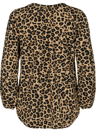 Zizzi Long-sleeved blouse in leopard print and v-neck, Leopard, Packshot image number 1